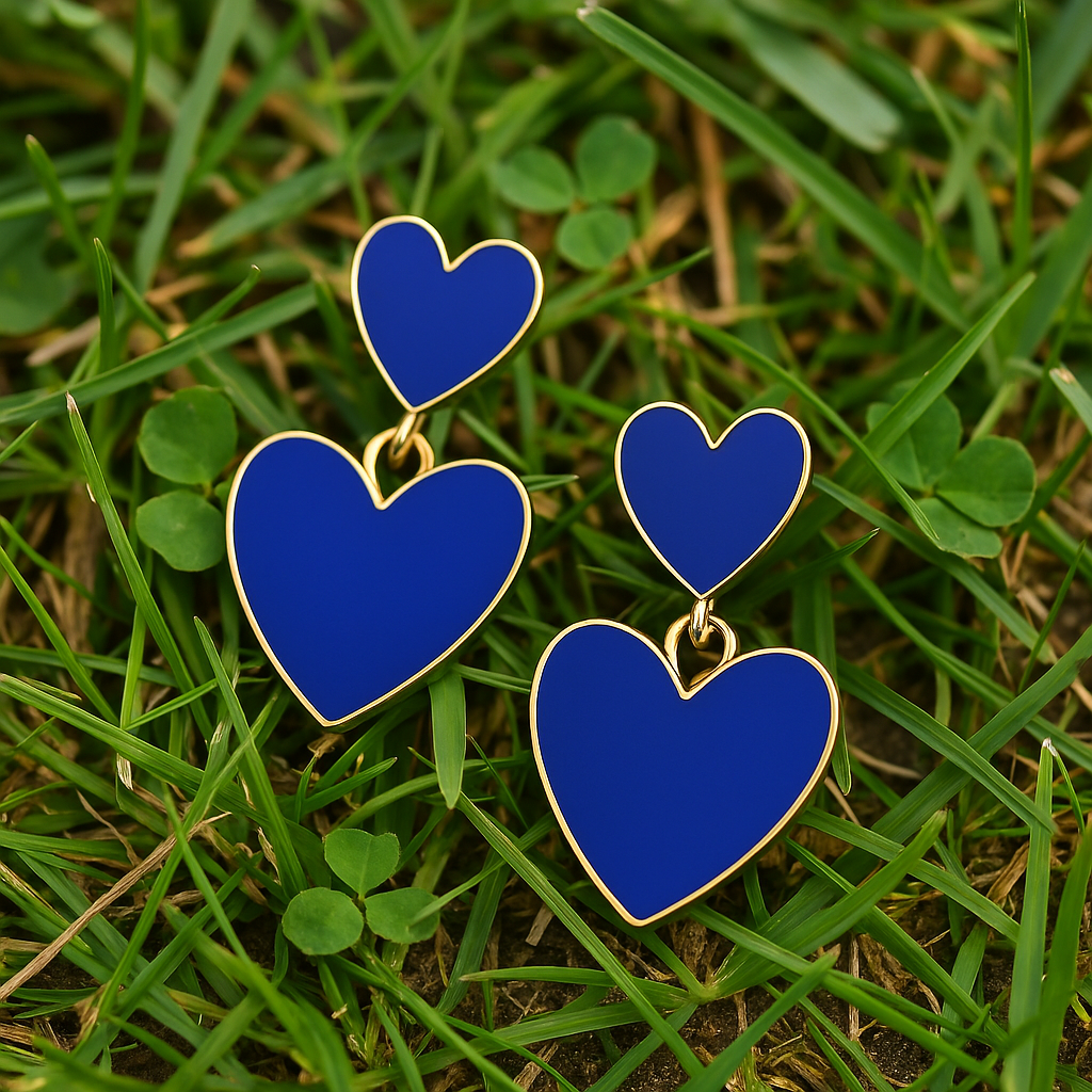 Blue heart earrings