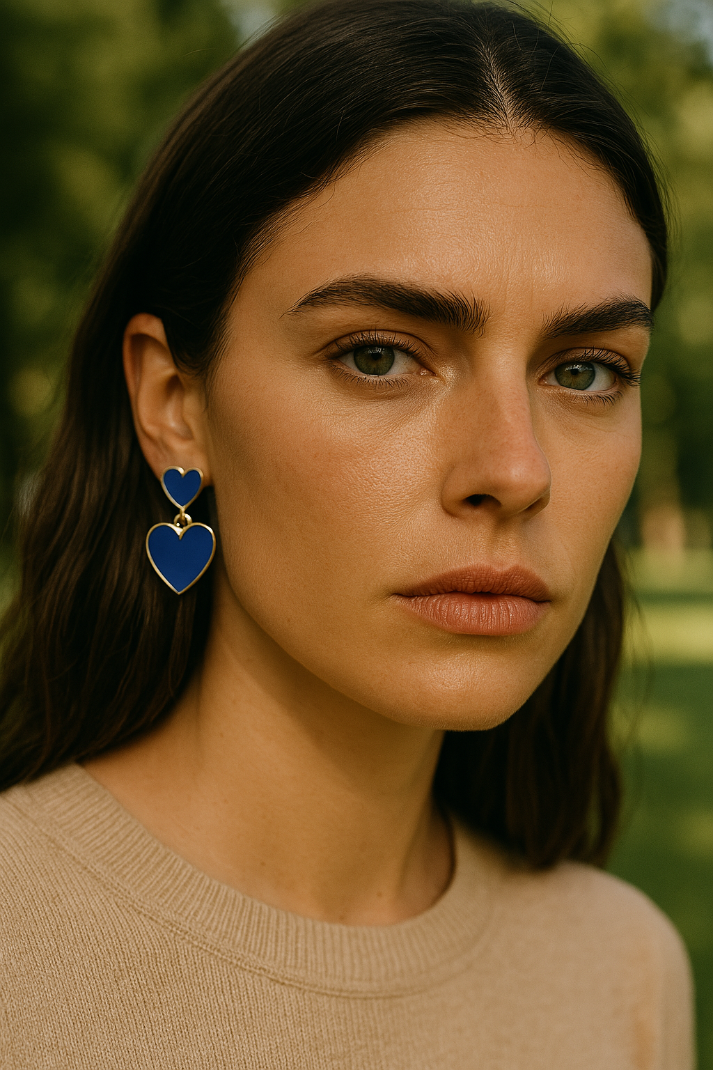 Blue heart earrings